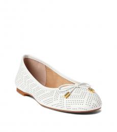 Ralph Lauren White Jayna Perforated Ballet Flats