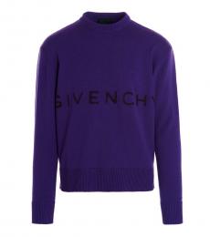 Givenchy Purple Logo Intarsia Sweater