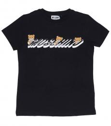Boys Black Teddy Logo T-Shirt