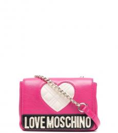 Pink Quilted Heart Mini Crossbody Bag