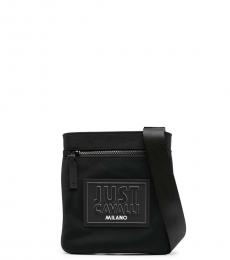 Just Cavalli Black Logo Patch Small Crossbody Bag