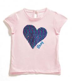 DKNY Little Girls Cradle Pink Textured Heart T-Shirt
