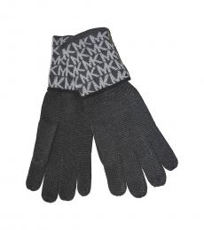 Grey Silver Monogram Gloves