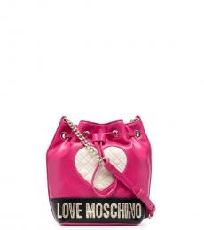 Love Moschino Pink Quilted Heart Mini Bucket Bag
