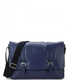 Cole Haan Navy Double Buckle Large Messenger Bag