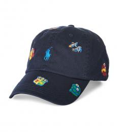 Ralph Lauren Navy Blue Rugby Embroidered Baseball Cap