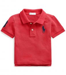 Ralph Lauren Baby Boys Sunrise Red Mesh Polo