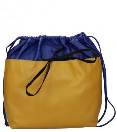 Blue/Sand Drawstring Large Backpack