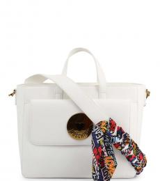 Love Moschino White Graphic Strap Medium Satchel