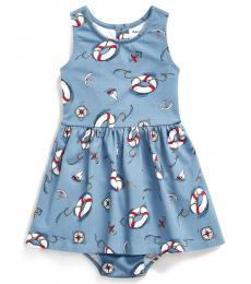 Ralph Lauren Baby Girls Blue Nautical Fit-and-Flare Dress