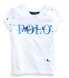 Ralph Lauren Little Girls White Paint-Splatter T-Shirt