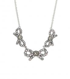 Silver Triple Stone Bow Necklace