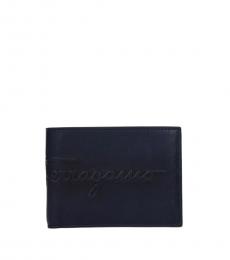 Salvatore Ferragamo Blue Vintage Effect Logo Wallet