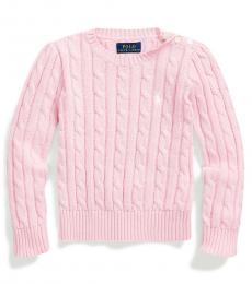 Ralph Lauren Little Girls Carmel Pink Cable-Knit Sweater
