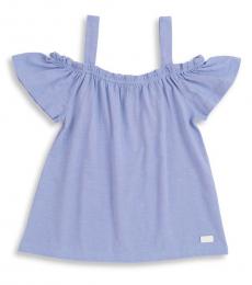 7 For All Mankind Little Girls Blue Off-The-Shoulder Top