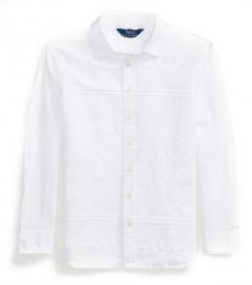 Ralph Lauren Girls White Eyelet Cotton Broadcloth Tunic