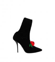 Black Knit Ankle Boots
