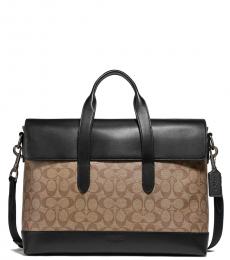 Coach Tan/Black Hamilton Portfolio Large Briefcase Bag