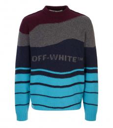 Multicolor Striped Logo Sweater