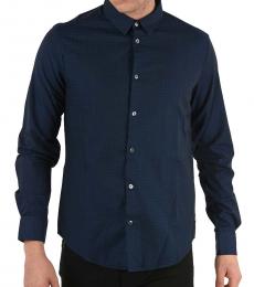 Armani Jeans Navy Blue Classic Slim Fit Shirt