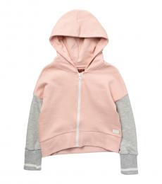 7 For All Mankind Little Girls Antique Pink Colorblock Sleeve Zip Hoodie