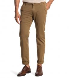 Brown Classic Mid Rise Twill Pants