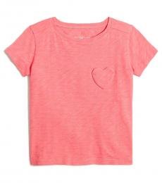 J.Crew Little Girls Fresh Guava Heart Pocket T-Shirt