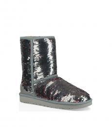 Silver Classic Short Sequin Boots