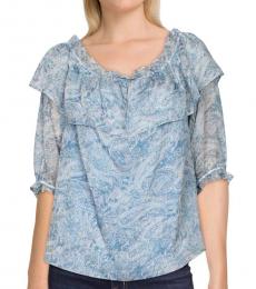 Vince Camuto Light Blue Ruffled Blouse