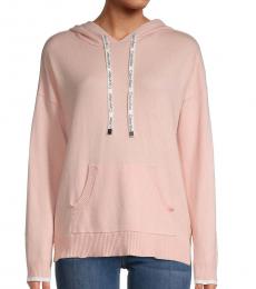 Light Coral Contrast Cotton-Blend Hoodie