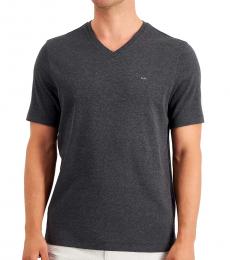 Dark Grey Solid V-Neck T-Shirt