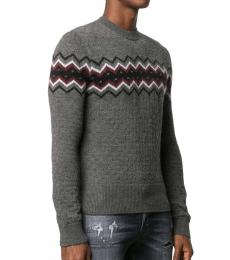 Dsquared2 Grey Virgin Wool Fair Isle Sweater