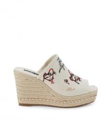 Karl Lagerfeld Natural Corissa Embroidery Wedges