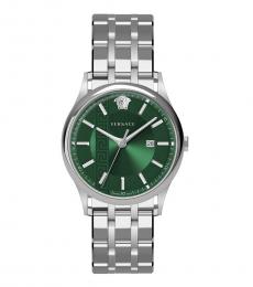 Silver Aiakos Green Dial Watch