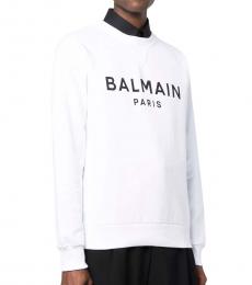 Balmain White Graphic Logo Sweatshirt