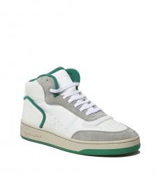 Saint Laurent White Green SL-80 Leather Sneakers