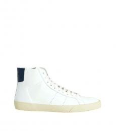 Saint Laurent White Leather High Top Sneakers