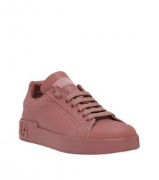 Dolce & Gabbana Pink Embossed-Logo Sneakers