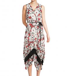 Karl Lagerfeld Multi Color Floral Surplice Midi Dress
