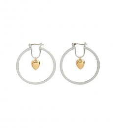 Silver Gold Heart Hoop Earrings