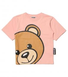 Boys Pink Big Teddy T-Shirt