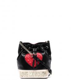 Love Moschino Black Quilted Heart Mini Bucket Bag