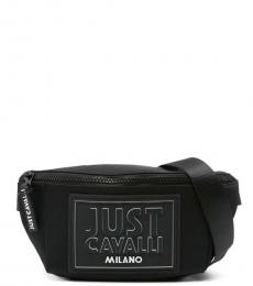 Just Cavalli Black Logo Patch Medium Crossbody Bag