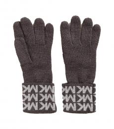 Charcoal Grey Silver Logo Gloves