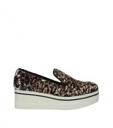 Stella McCartney Brown Sequins Embellished Platform Loafers