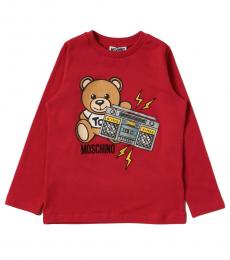 Moschino Boys Red Teddy Radio T-Shirt