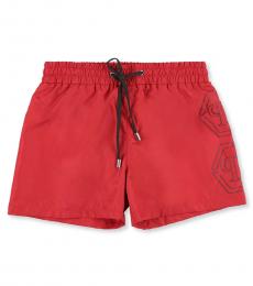 Philipp Plein Boys Red Rock Swim Shorts