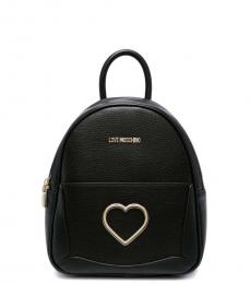 Love Moschino Black Heart-Logo Small Backpack