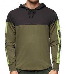 True Religion Olive Paneled Pullover Hoodie