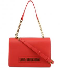 Love Moschino Red Logo Letter Large Shoulder Bag